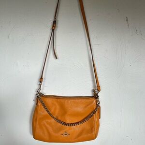 Stylish Orange Leather Shoulder Bag